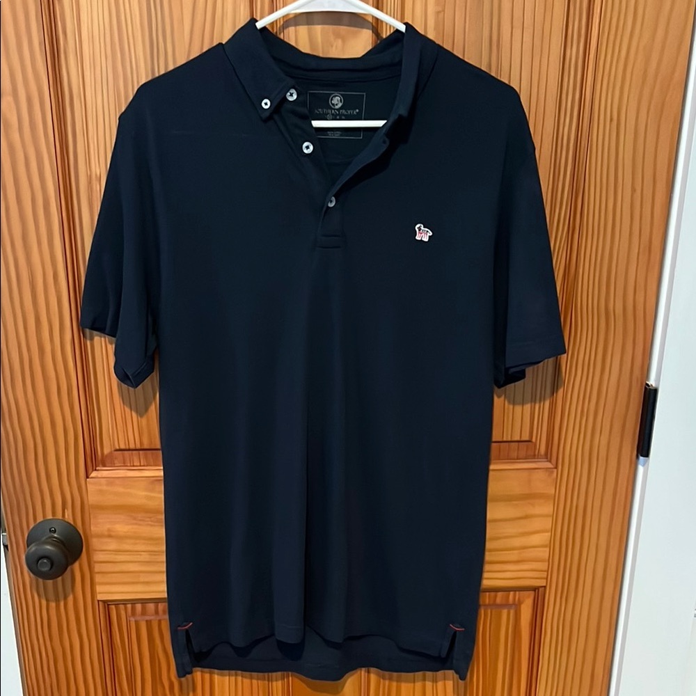Southern Proper Dark Blue Polo Shirt, American Flag Colored Dog